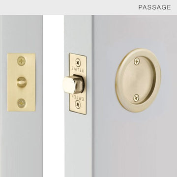 Emtek 2144 Round Pocket Door Tubular Lock (2-1/2" Diameter) - Passage